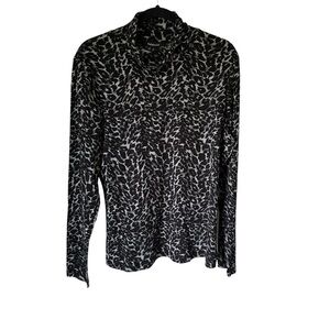 Relativity Black & Grey Animal Print Long Sleeve Cowl Neck T-Shirt Size XL